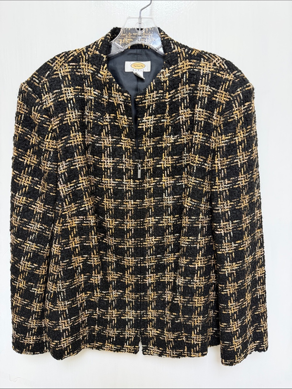 Talbots Black and Gold Tweed Blazer